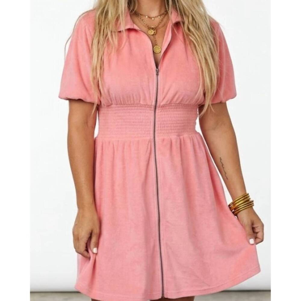 NEW BLAKELEY marren zip front mini dress in coral